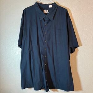 5XL Harbor Bay HB Fit DXL Navy Button Up Shirt Short Sleeve Mens Casual